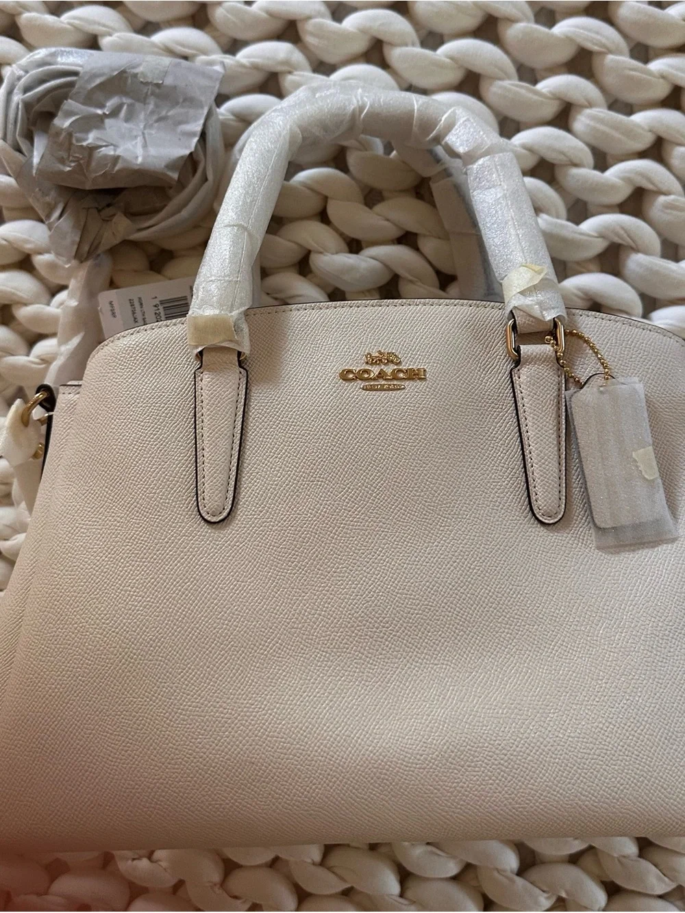 Coach Pebbled Leather Dome Satchel NWT Cream